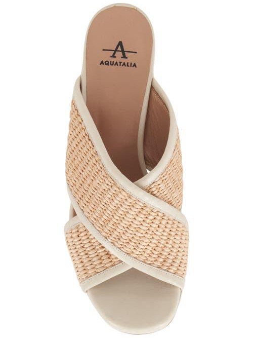 Aquatalia Cream Woven Crossband Slide Mules